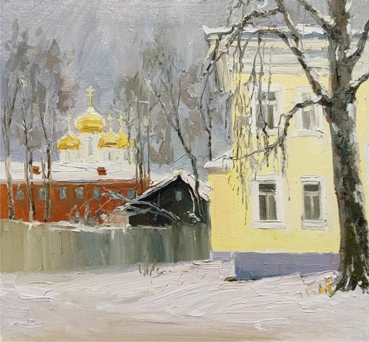 Кострома. Зимний вечер у Богоявленского. 50х50, 2026