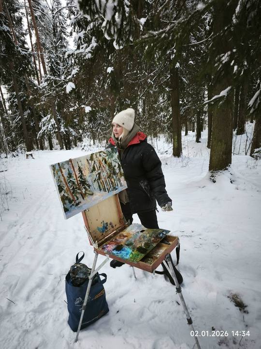 Пленэр в зимнем лесу